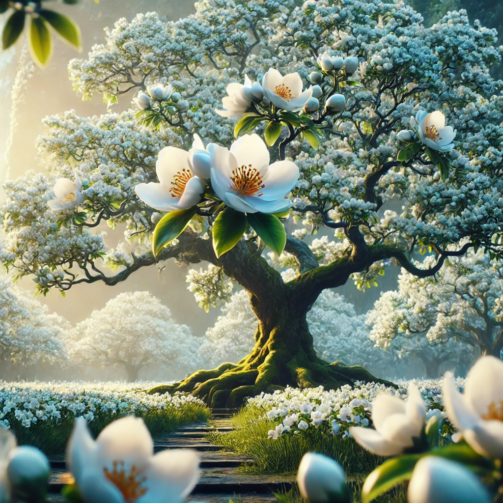 tree with big white flowers